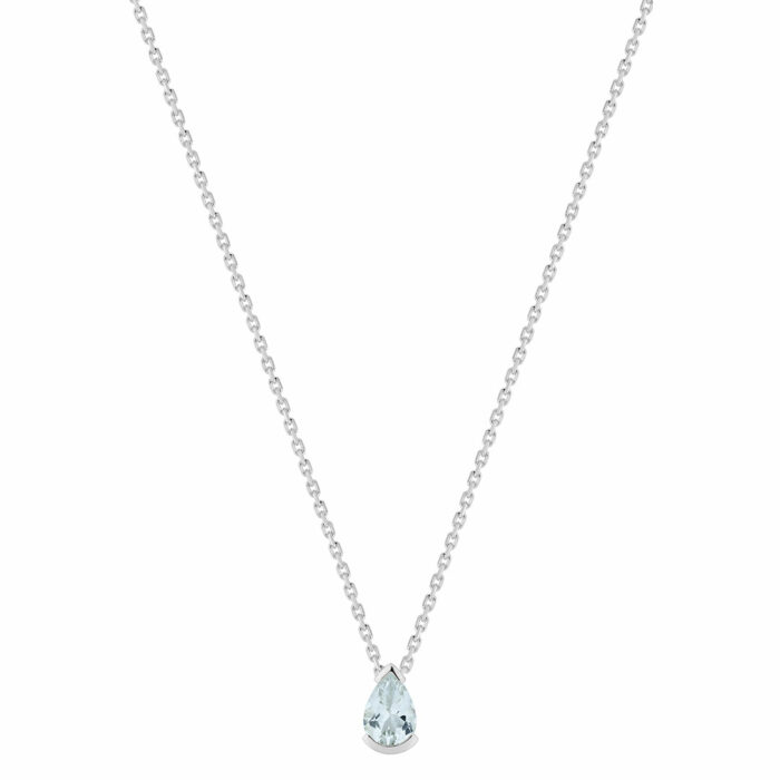 Collier Poire Aigue marine Or blanc