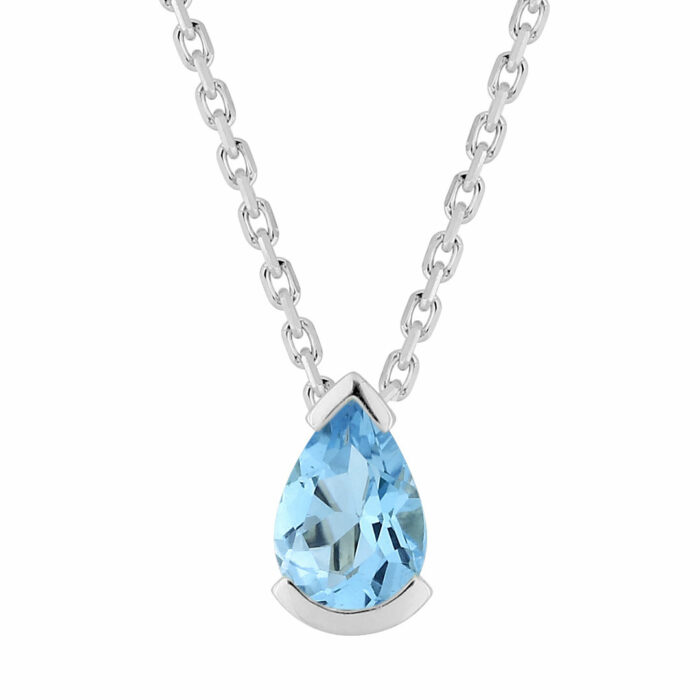 Collier Poire topaze Or blanc