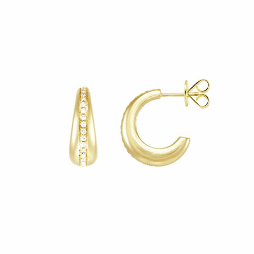 Demi creoles diamant or jaune
