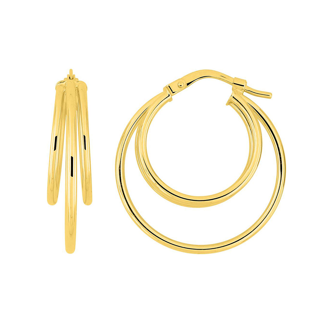 creoles-or-3871 Boucles d'Oreilles Triple Or #1