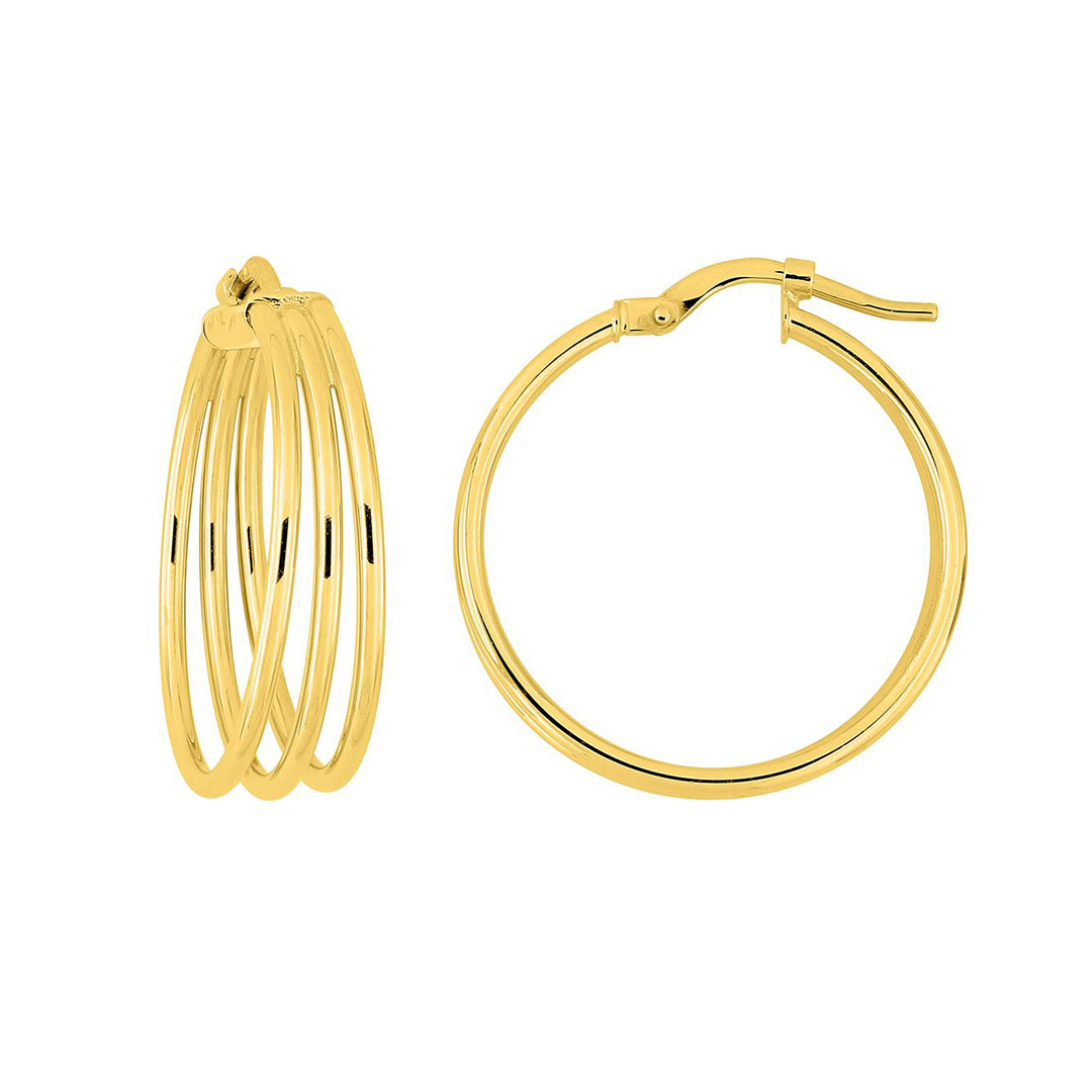 creoles-or-3873-2 Boucles d'Oreilles Triples anneaux
