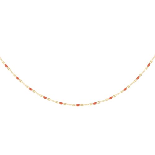 Collier résine rouge or