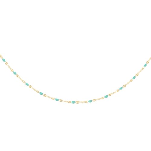 Collier résine turquoise or