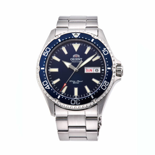 montre orient acier cadran bleu